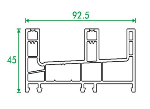 Section drawing of profile TF 102, Peafowl system, with overall dimensions in millimetres