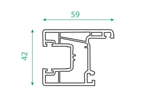 Section drawing of profile TF 104, Peafowl system, with overall dimensions in millimetres