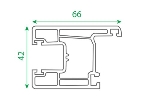 Section drawing of profile TF 105, Peafowl system, with overall dimensions in millimetres