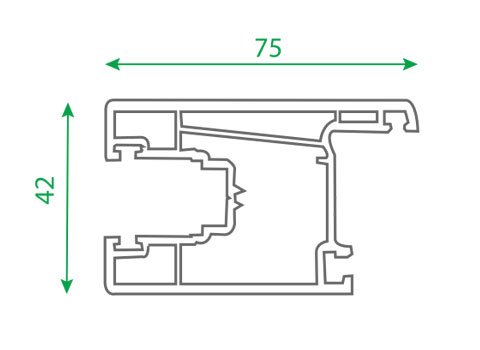 Section drawing of profile TF 106, Peafowl system, with overall dimensions in millimetres