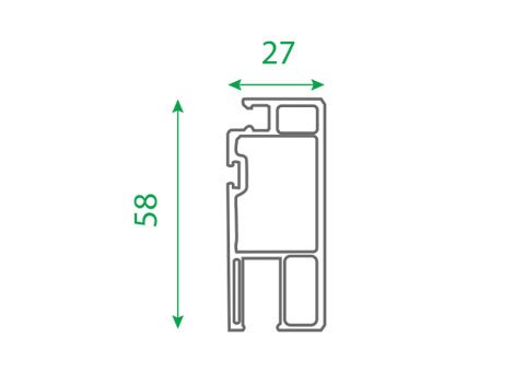 Section drawing of profile TF 108, Peafowl system, with overall dimensions in millimetres