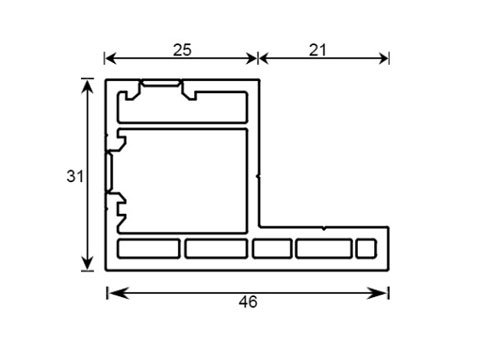 Section drawing of profile TF 111, Peafowl system, with overall dimensions in millimetres
