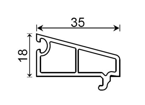 Section drawing of profile TF 209, Casement 60 system, with overall dimensions in millimetres