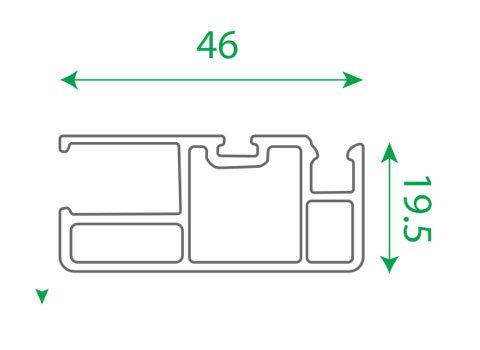 Section drawing of profile TF 302, Falcon system, with overall dimensions in millimetres