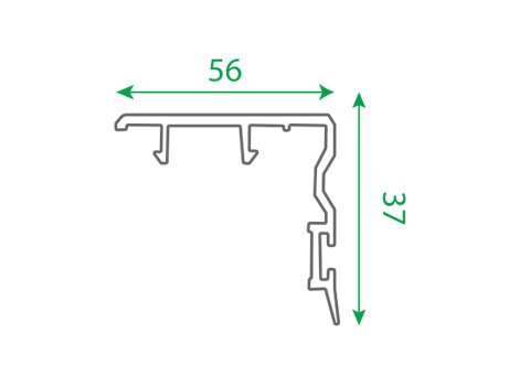Section drawing of profile TF 303, Falcon system, with overall dimensions in millimetres