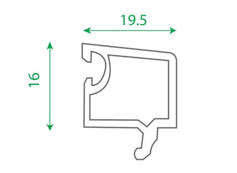Section drawing of profile TF 304, Falcon system, with overall dimensions in millimetres
