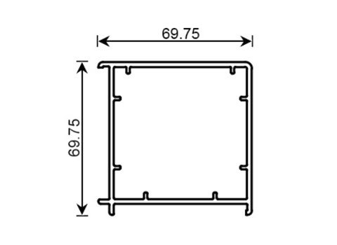 Section drawing of profile TF 502, Casement 50 system, with overall dimensions in millimetres