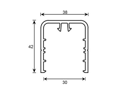 Section drawing of profile TF 503, Casement 50 system, with overall dimensions in millimetres